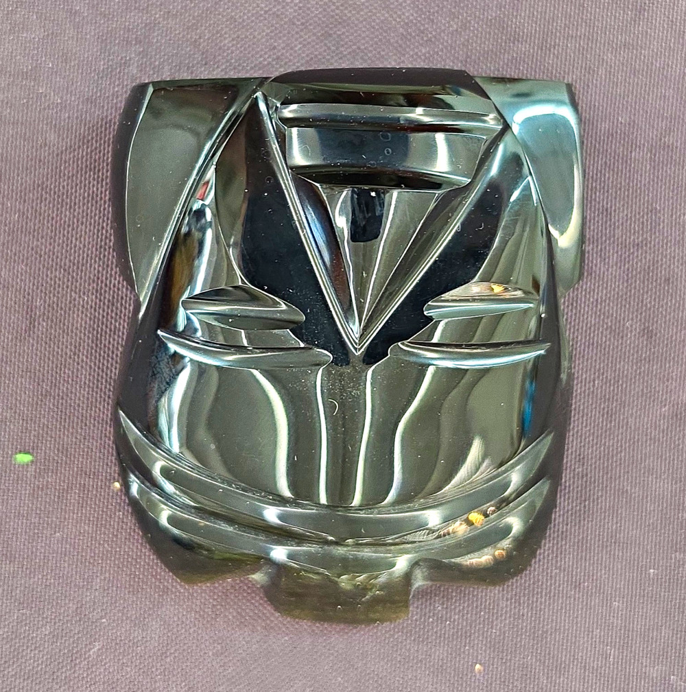 Vintage Mexican Black Obsidian Carved Mask Figurine Casa De Las Artesanías